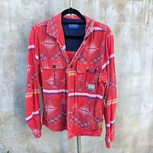 Scotch & soda tribal pattern flannel shirt jacket red colorway